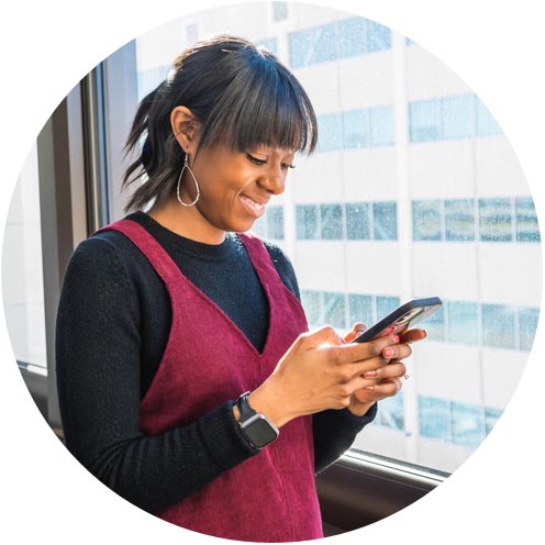 A person conveniently accessing OSF OnCall services on their mobile device.
