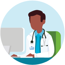 Illustration representing an OSF HealthCare hospitalist provider.